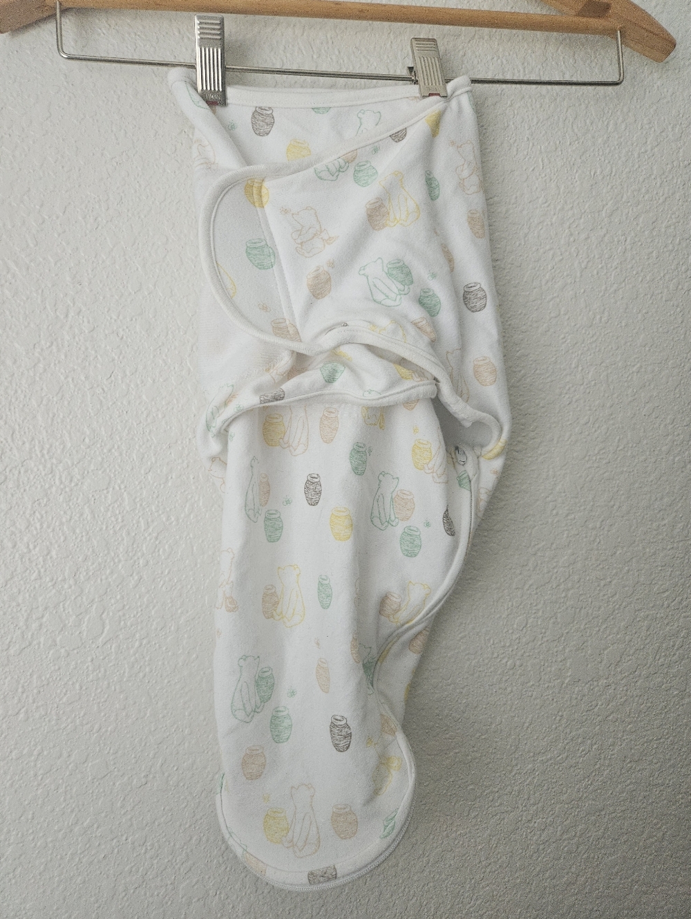 aden + anais White Swaddle with Pastel Green, Yellow, and Tan Print